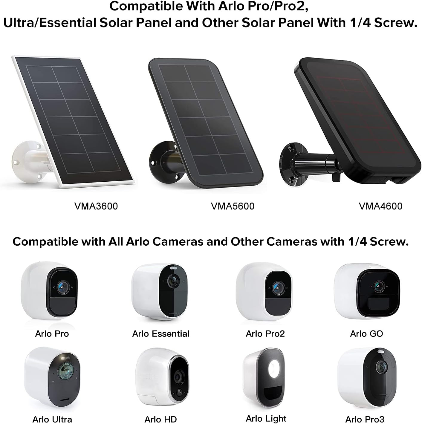 2Pack Gutter Mount Compatible with Arlo Essential Solar Panel, Arlo Pro 5S/Pro 4