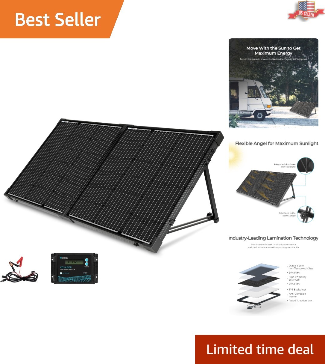 Compact 100W Solar Suitcase with Durable 20A Controller – Safe & Efficient Power
