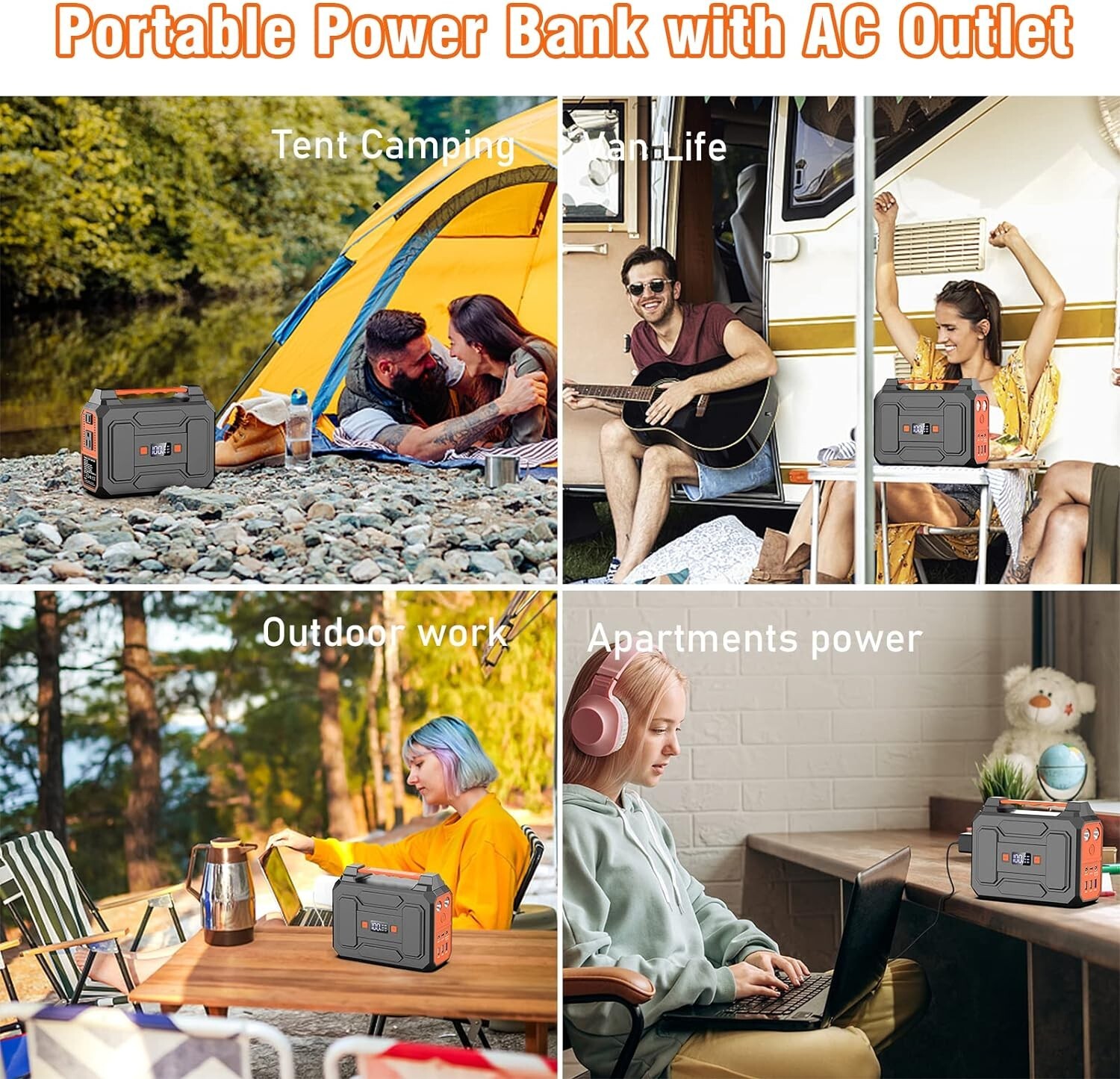 100W 110V Portable Power Bank, 39600mAh External Battery Pack with LED