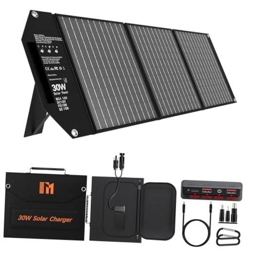 Solar Panels Charger Portable Foldable with USB-C USB-A MC4 DC | Fast 30W