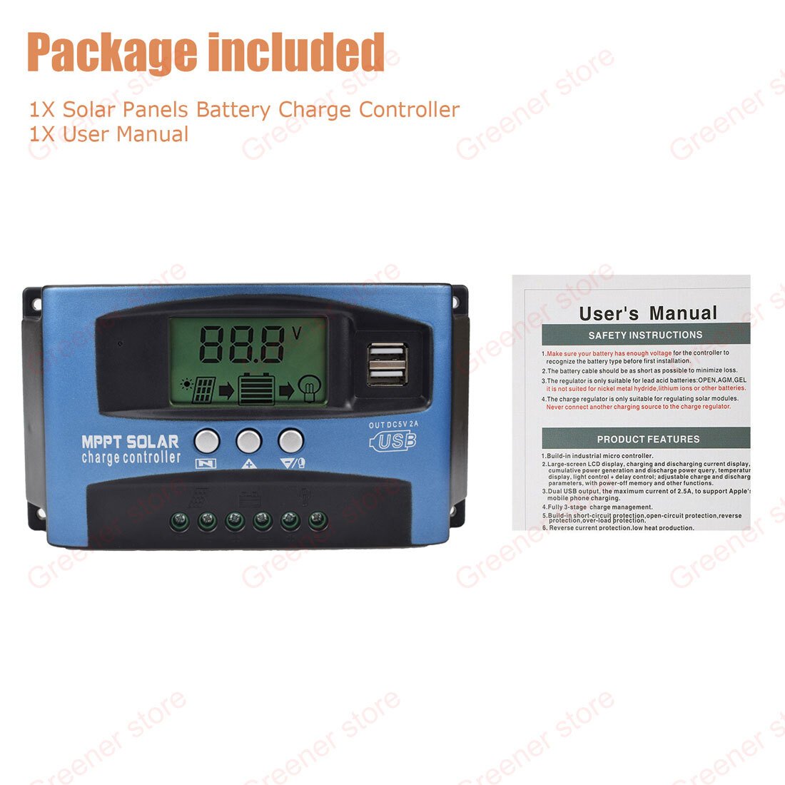 MPPT 30A-100A Solar Panel Regulator Battery Charge Controller Auto 12V/24V LCD