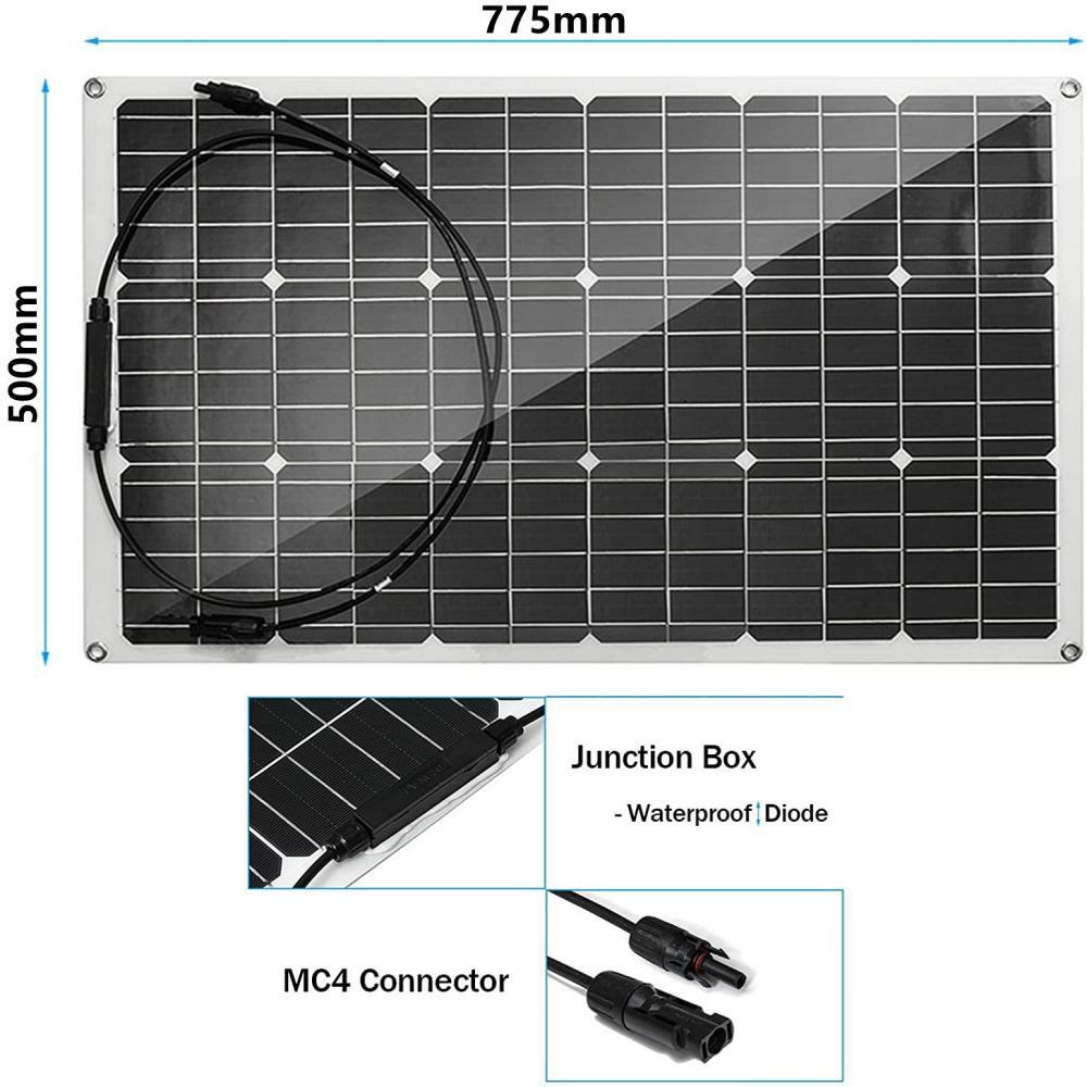 12V Monocrystalline Solar Panel High Efficiency Module RV Marine Boat Caravan US