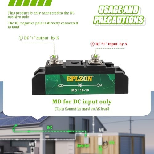 “1600V Solar Blocking Diode – One Way Reverse Diode for Charge Controllers & PV
