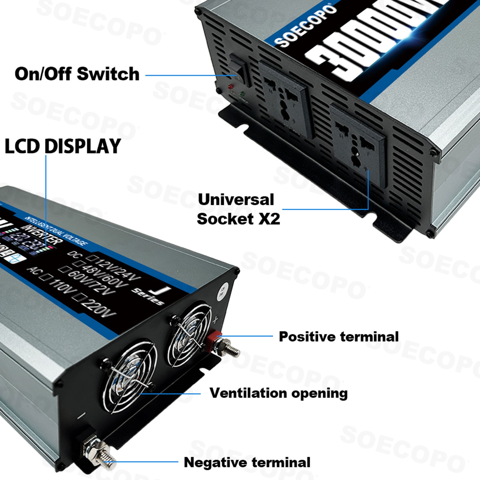 SOECOPO 30000W Peak Solar System Kit Flexible Panel for Camp Charger Off Grid
