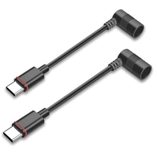 2PCS Barrel Plug to USB-C Adapter for Ring USB C Outdoor Cameras, Barrel Black