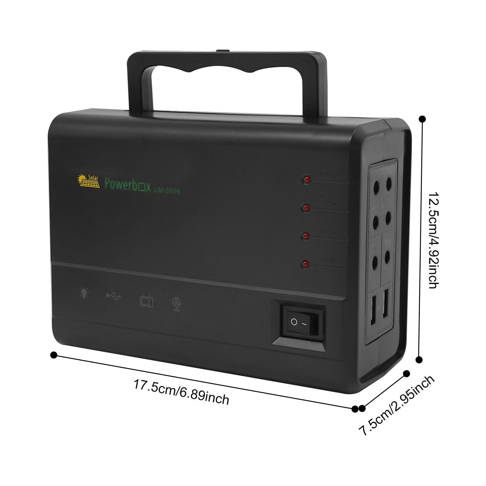 Solar Panel Power Generator Kit Battery Pack Power Station w/ 4 Bulbs Portable