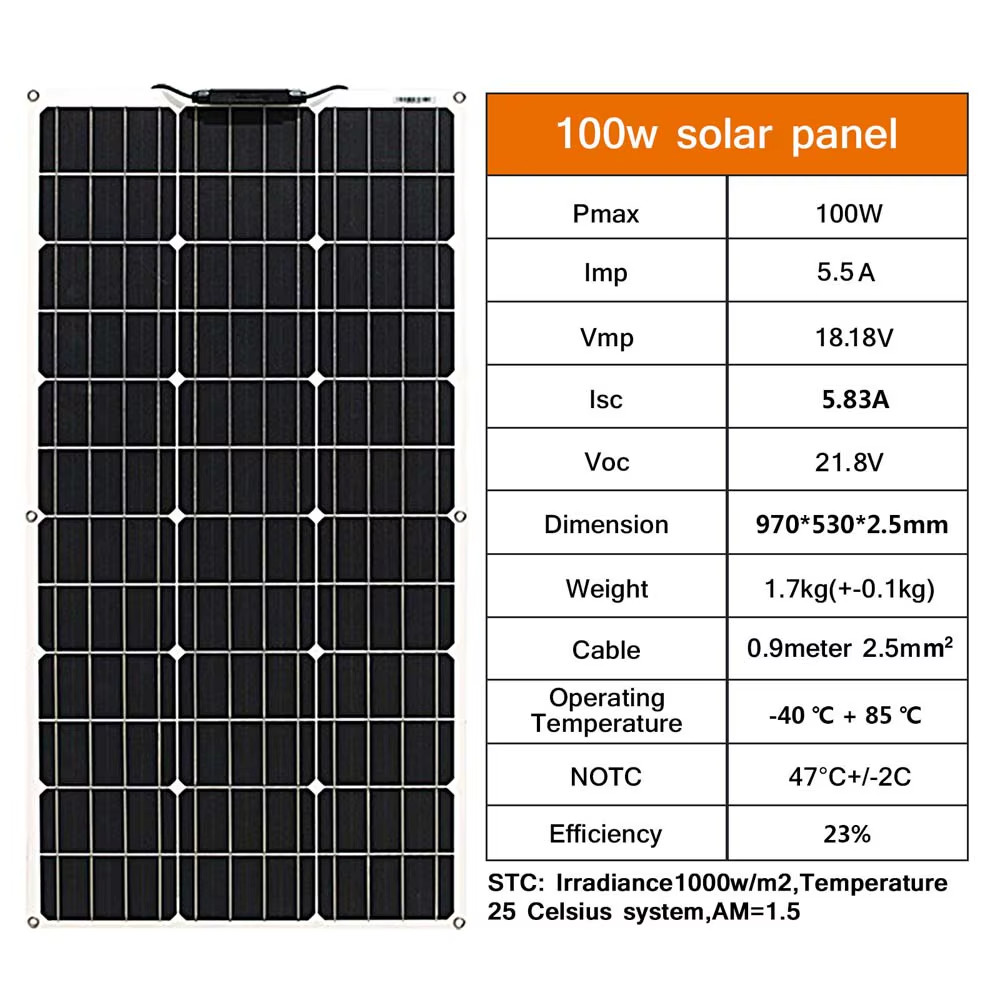 300W Flexible Solar Panel Mono 12V Portable Power Camping Home RV Battery Charge