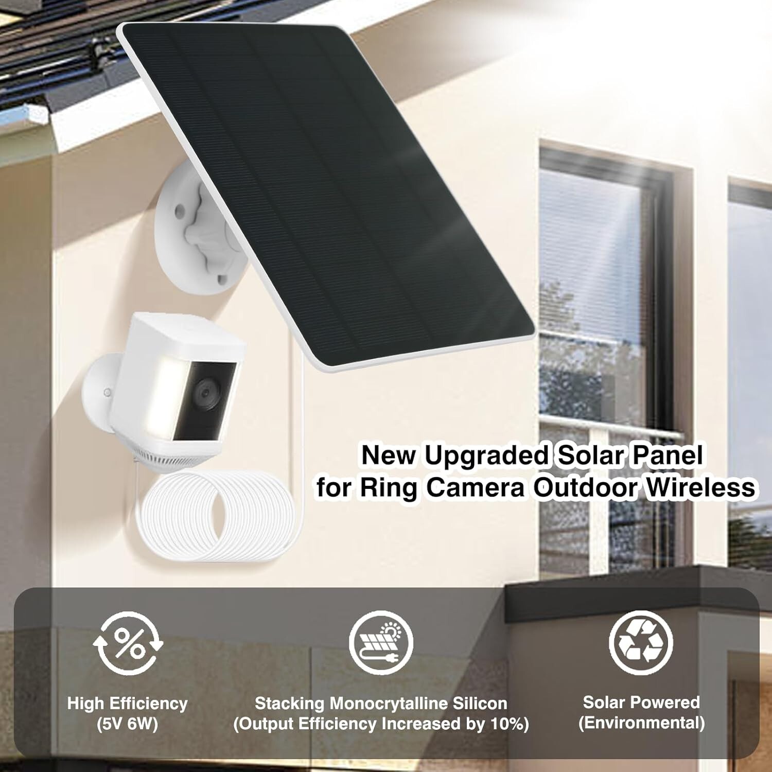 Solar Panel for Phones Ring Spotlight Stick Up Plus Security Cam Battery Charger