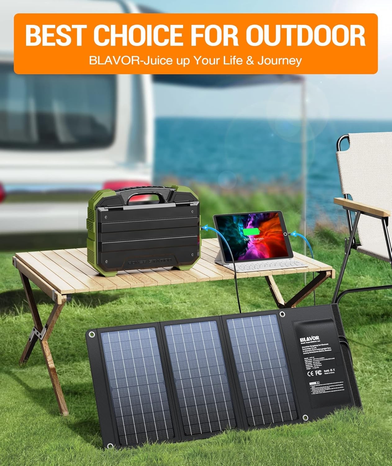 30W Solar Charger USB-A QC3.0 24W USB-C DC 30W Outputs, Foldable Solar Panel for