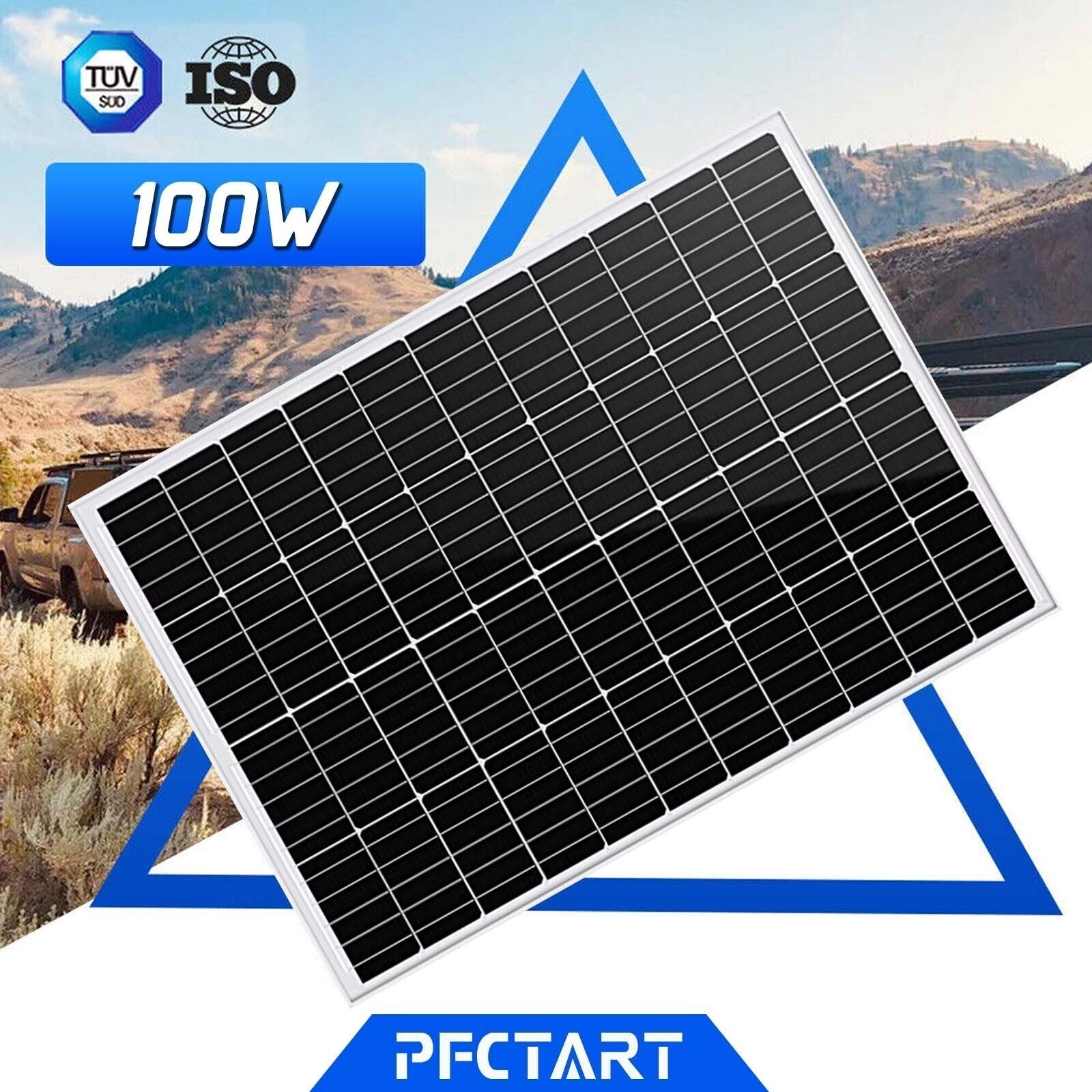 PFCTART 100W Watt 12V Volt Monocrystalline Solar Panel for Off Grid RV Marine