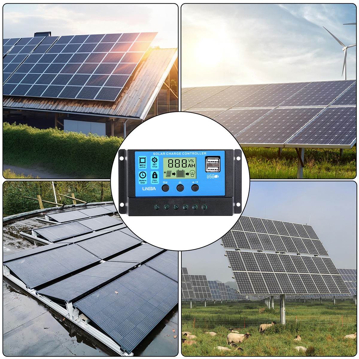 Panel Solar 200W De Kit 30A Controlador de Cargador Bateria Para Barco RV ATV
