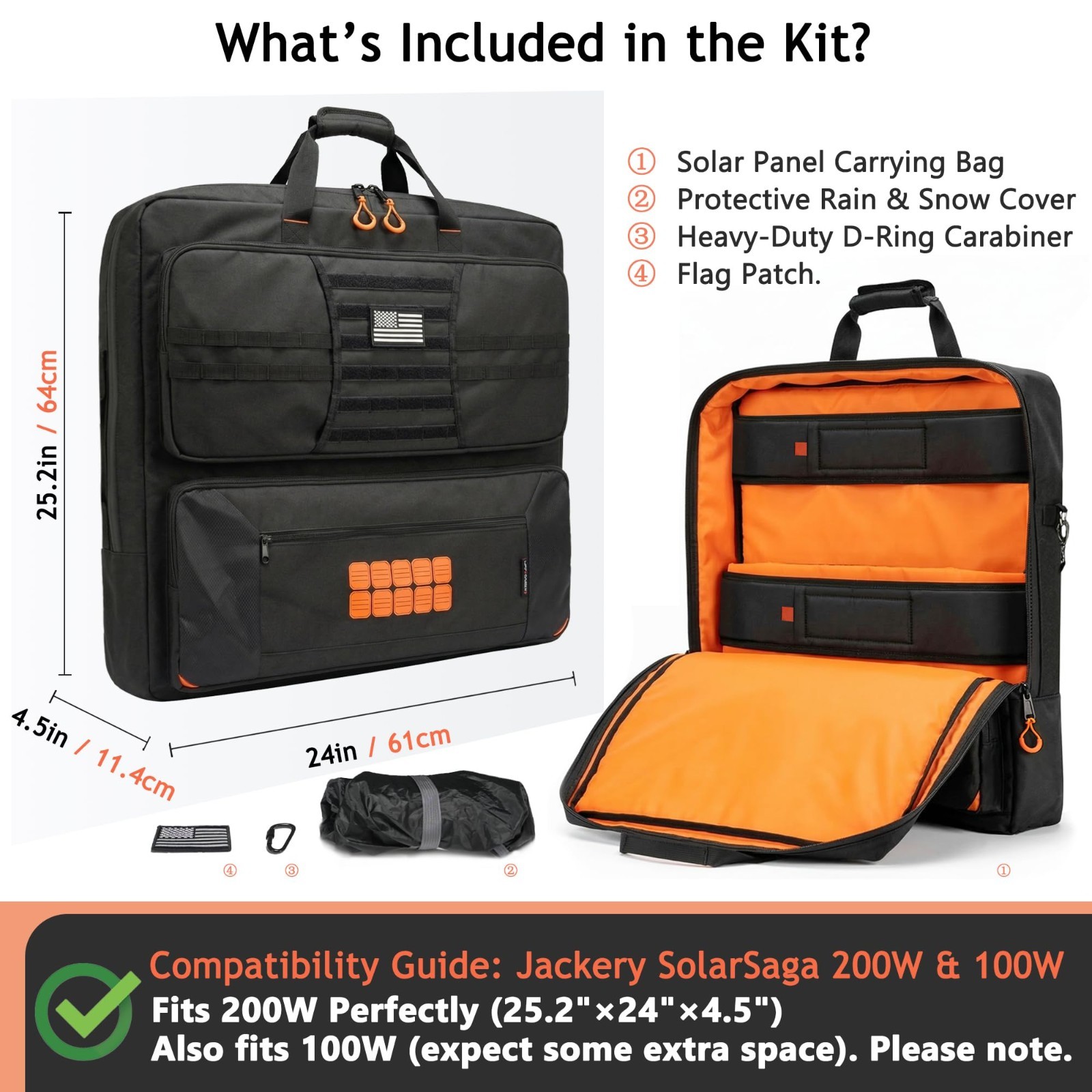 Solar Panel Carrying Bag for 2 Panels, Water-Resistant Storage, 4-in-1 Kit, Prec
