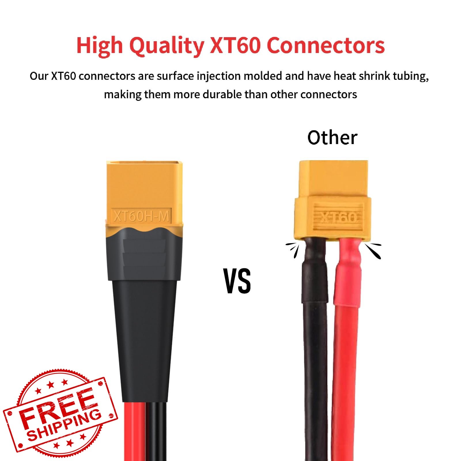 ELFCULB 6FT 12AWG XT60 Male Anderson Cable
