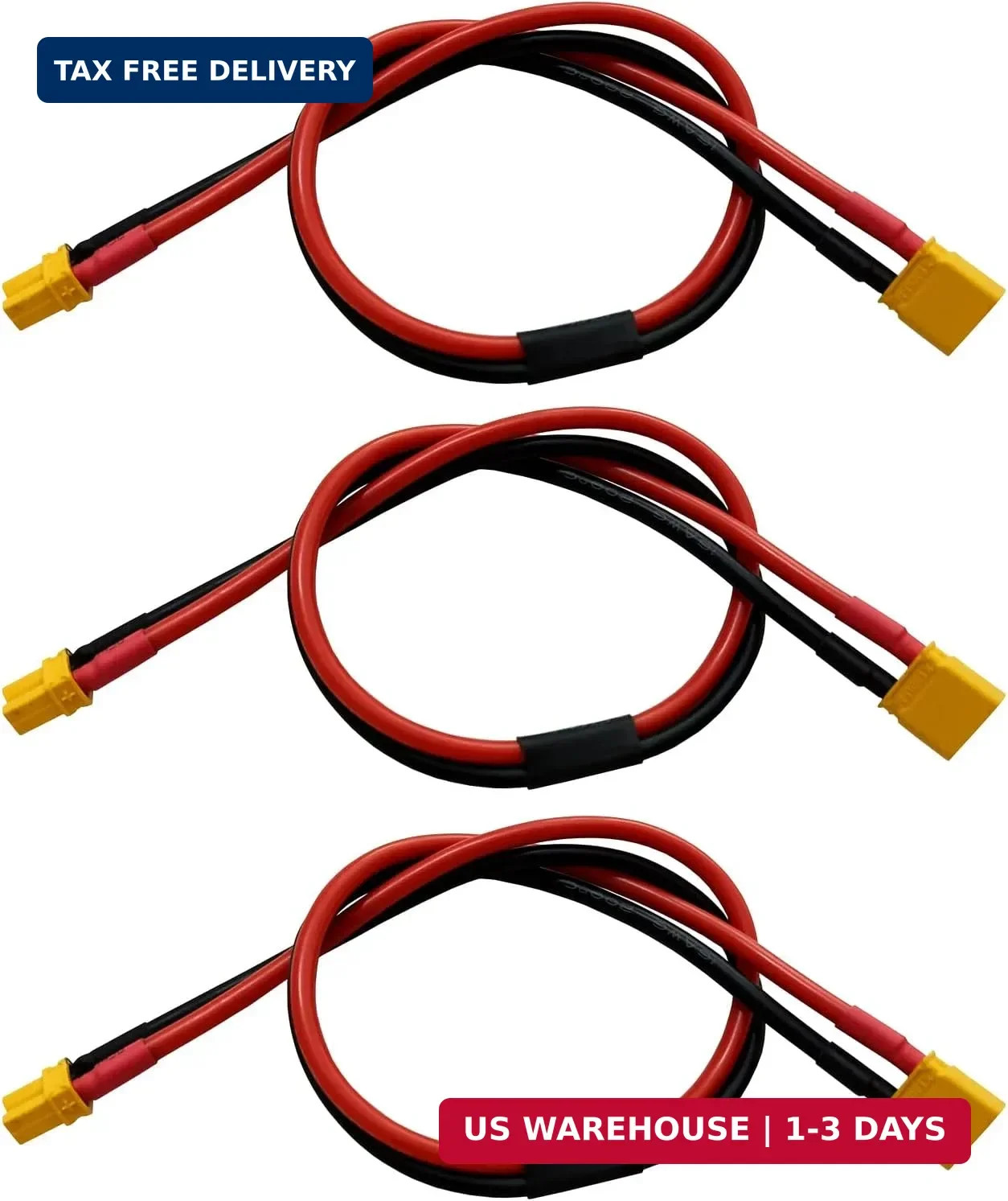 3-Pack XT30 Extension Cable XT-30 Plug Male to Female Connector Adapter with 30c