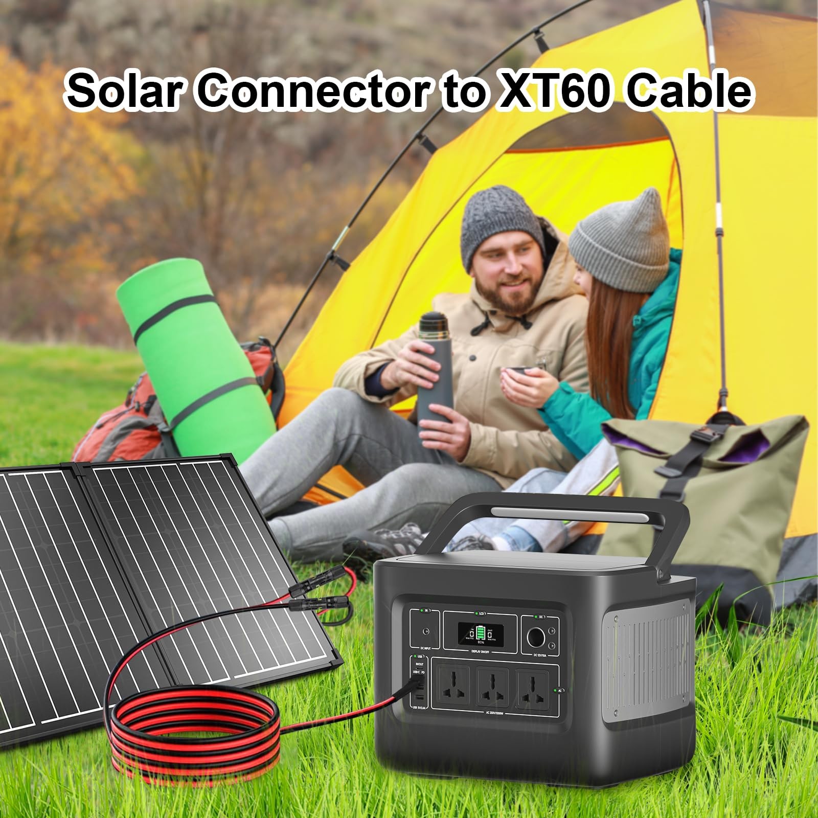 XRDS -RF Solar Connector to XT60 Cable 2FT, 10AWG Solar to XT60 Female Extens…
