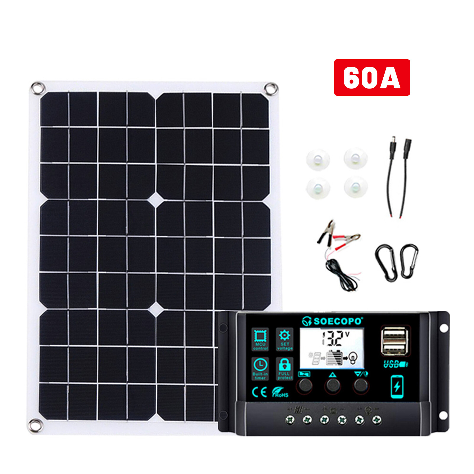 25 Watts Solar Panel Kit 100A 12V Battery Charger with Controller Caravan NEW