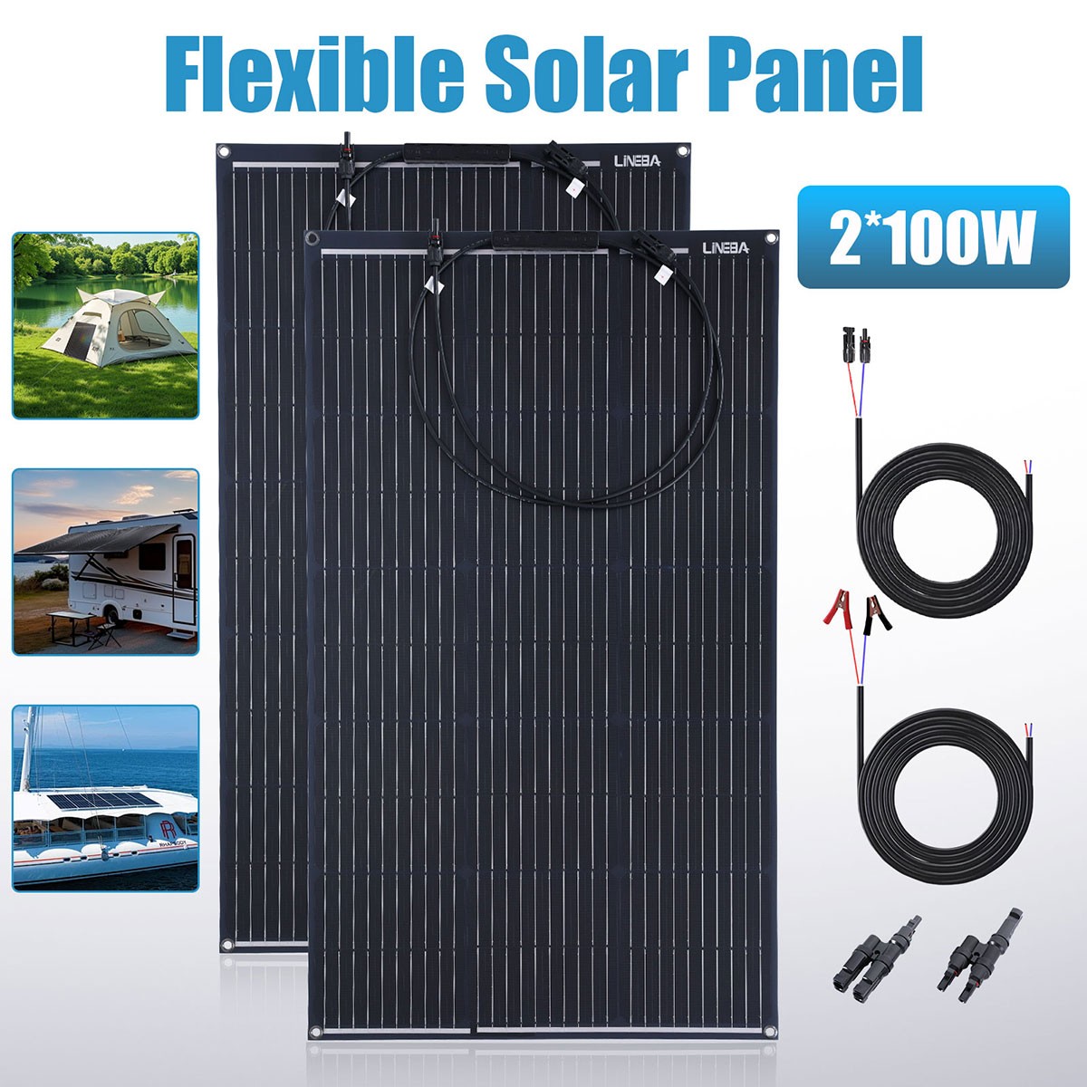 200W 400Watts 12V Mono Solar Panel Kit 18V Battery Charger RV Home Off-Grid Boat