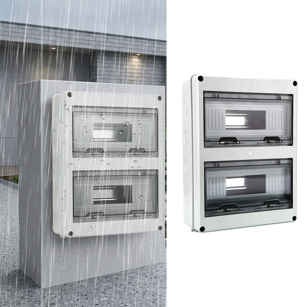 Waterproof Distribution Box 12 to 24 Circuits Flame Retardant PC Panel ABS