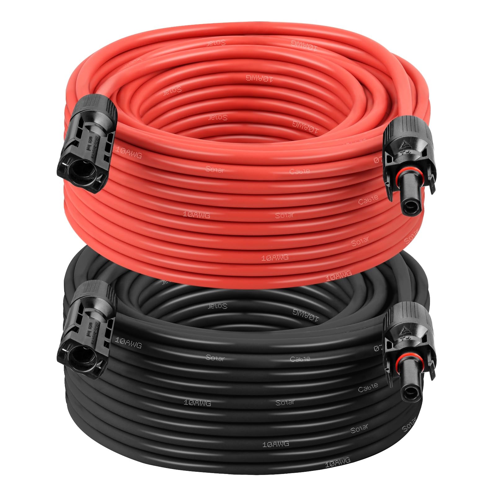 10AWG Solar Extension Cable 75FT Red Black PV Connectors
