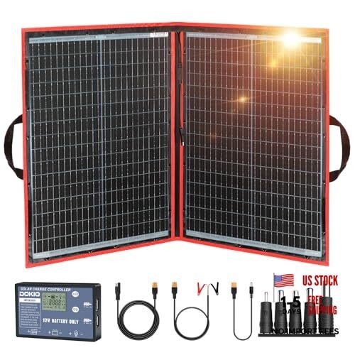 100W Portable Foldable Solar Panel Kit (19x26in, 5.3lb), with 100W 19x26in