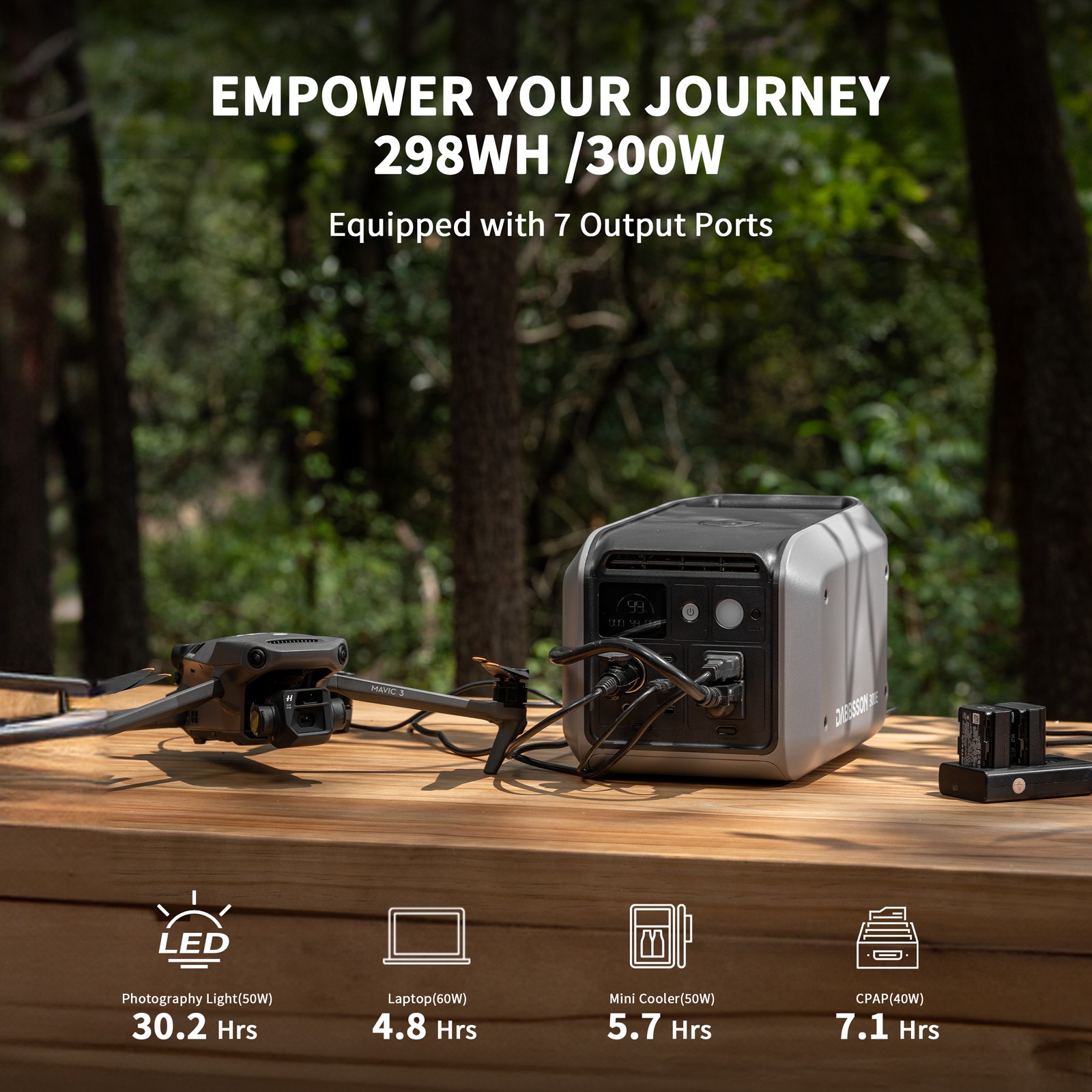 Dabbsson 298Wh 300W Portable Power Station Solar Generator for Camping RV Trip