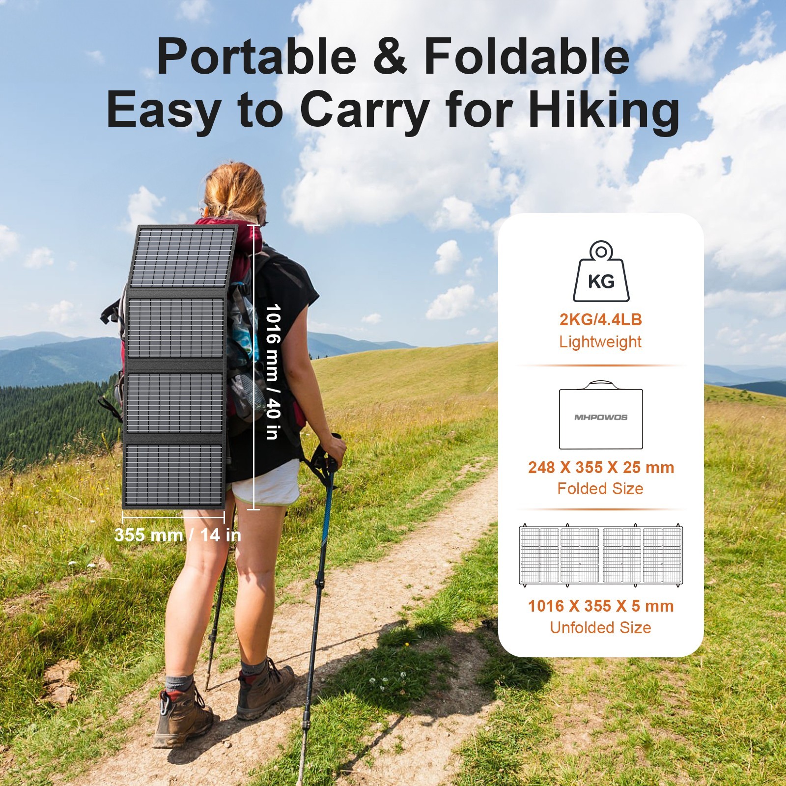 MHPOWOS Solar Portable Charger 60W USB C Solar Panel for Anker Power Station
