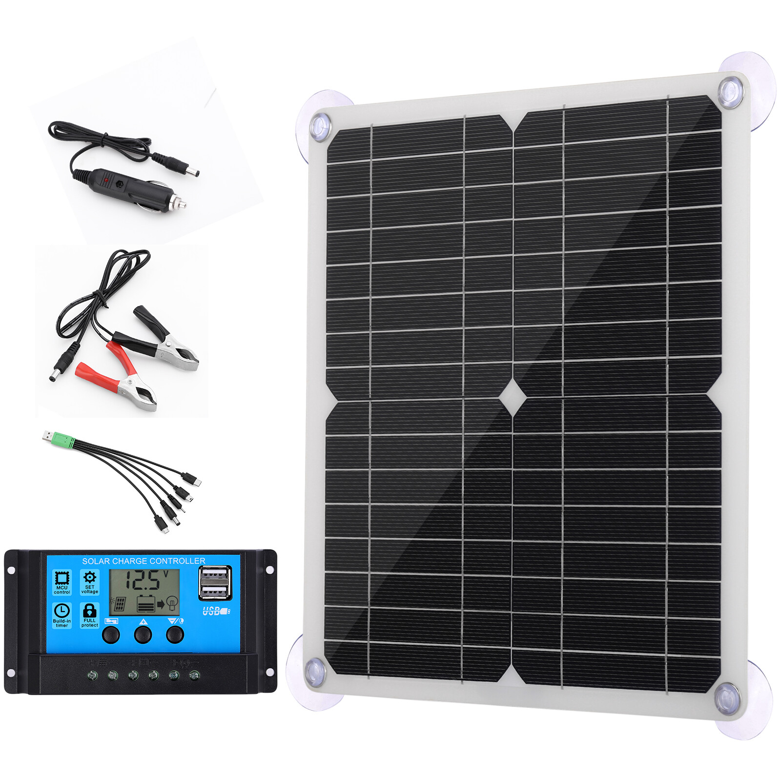 25W Solar Panel Kit 100A 12V battery Charger Controller Caravan Boat Outdoor RV