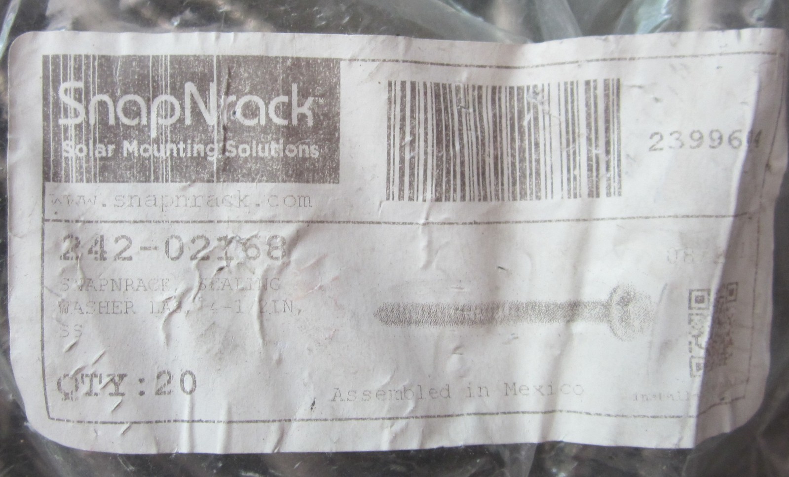 SnapNrack Solar Mounting 20 PCS PN 242-02168 NOS