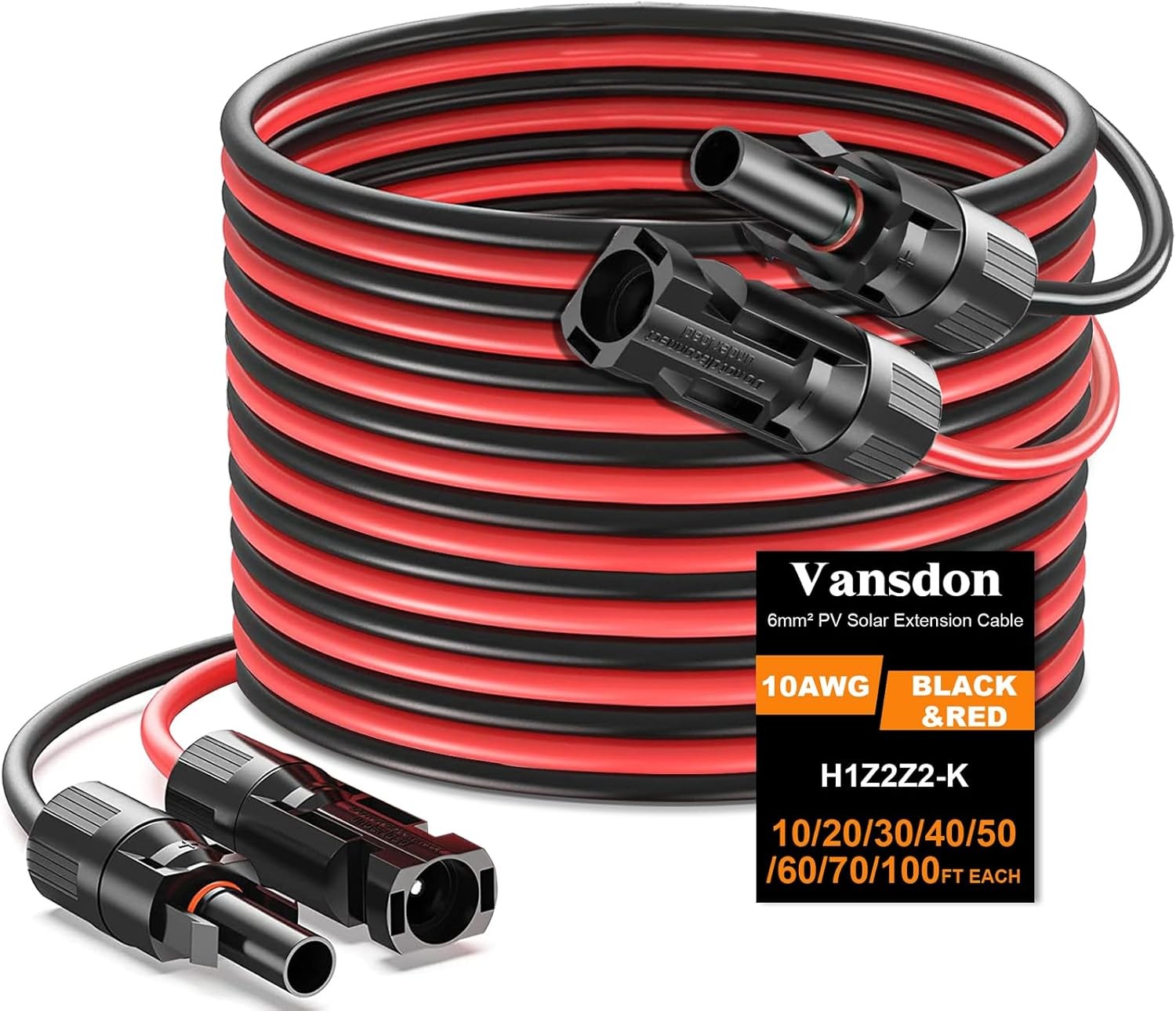 Solar Panel Extension Cable 10AWG 2x100ft Vansdon