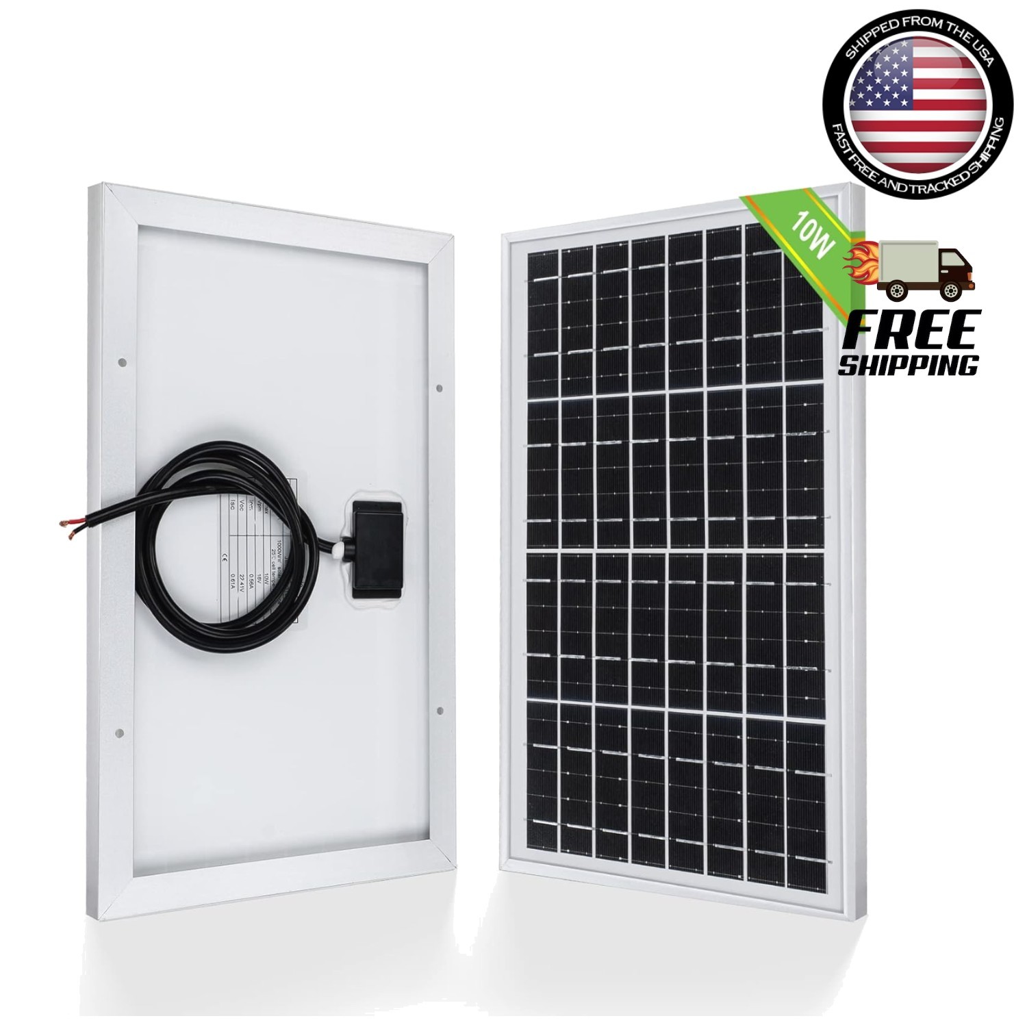 Lightweight 10W Solar Panel for Quick Charging of 12V Systems – Easy Install