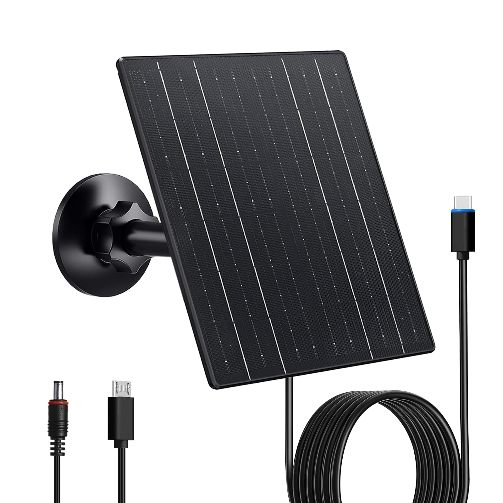 10W Solar Charger, 5V Solar Panel for Cameras with USB-C/Micro USB/DC 5.5×2.1…