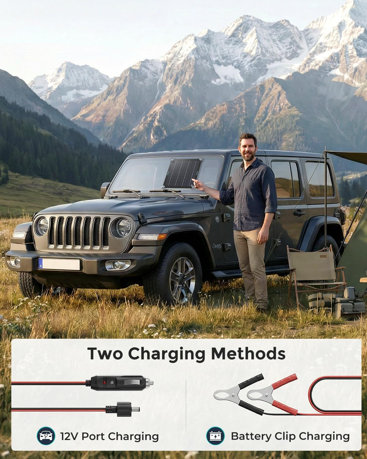 10W Solar Battery Charger, 12V Maintainer – Waterproof for Car & RV | Smart