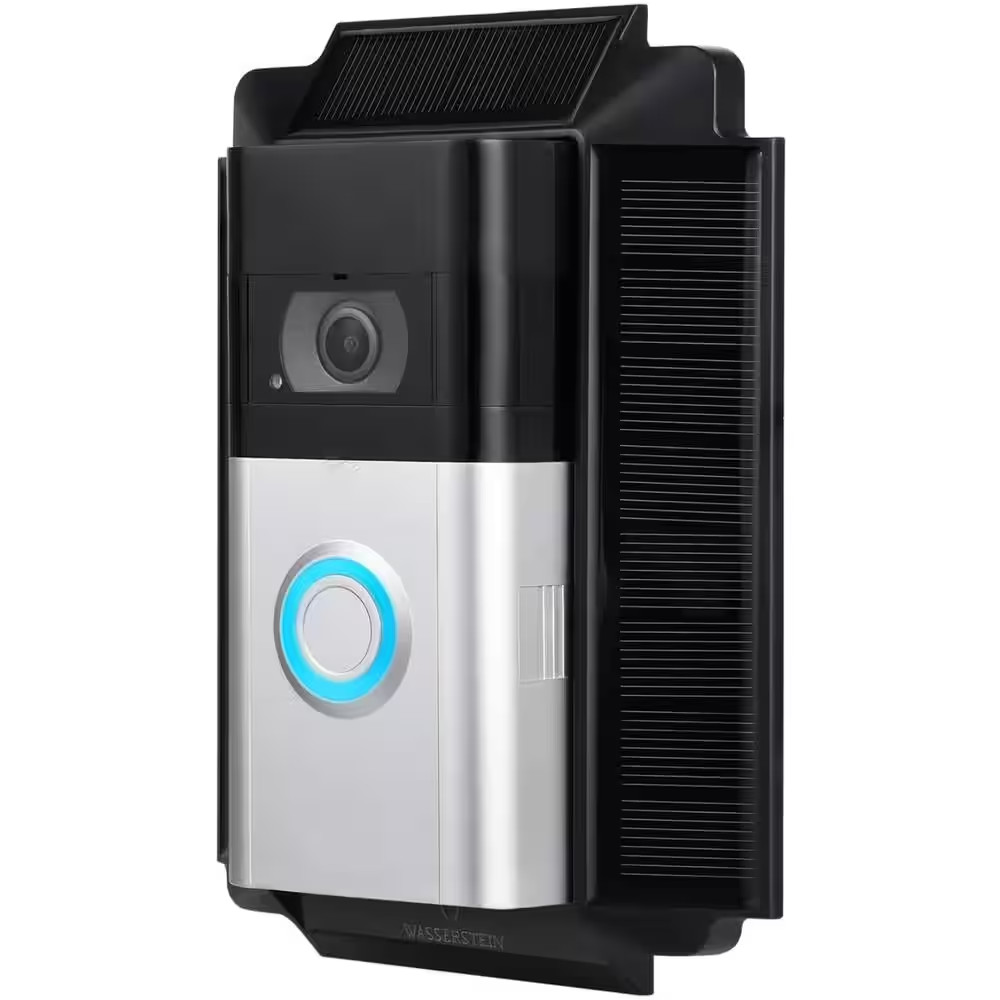 Black Solar Charger Mount for Ring Video Doorbell 3, 3 Plus, 4, Battery Doorbell