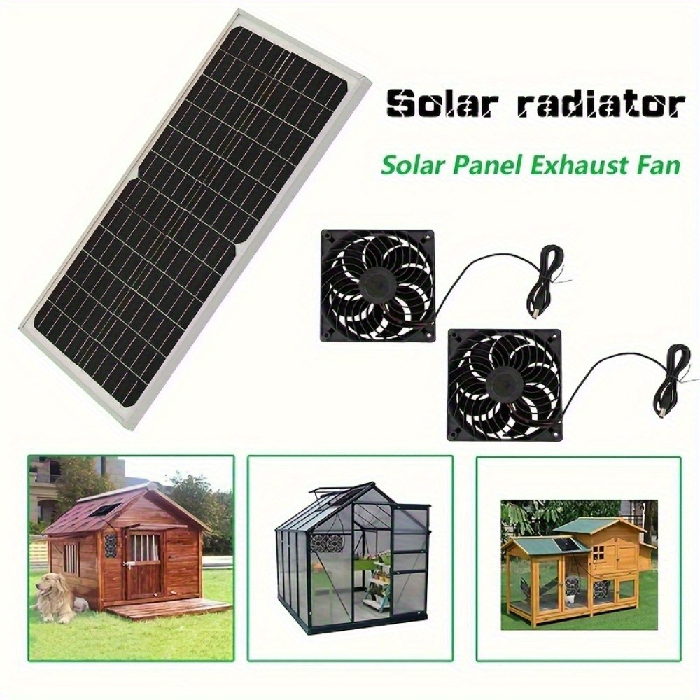 Solar Panel Fan Kit, Dual Fans, Removable Photovoltaic Module,