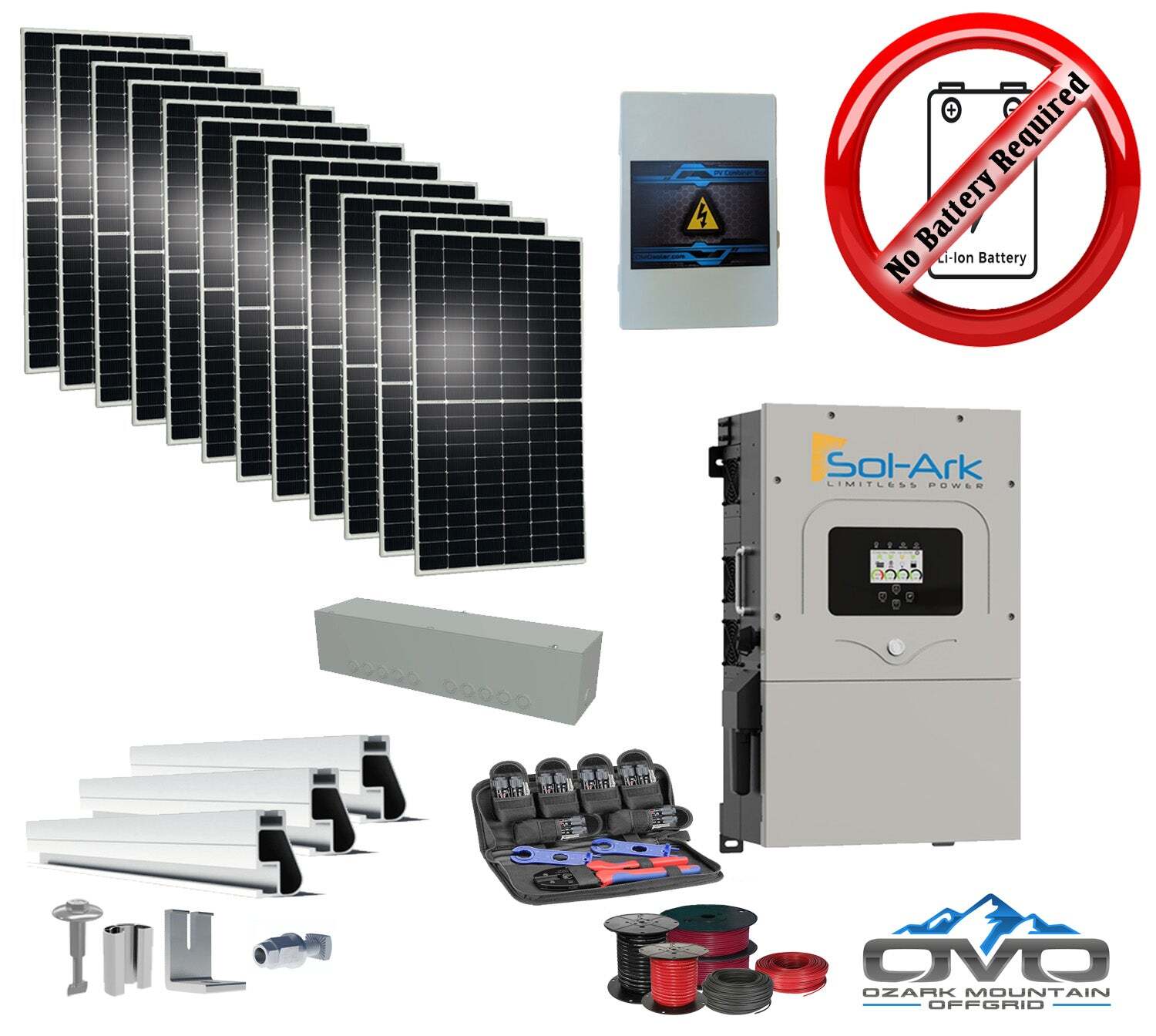6KW Complete Offgrid Solar Kit + 15K Sol-Ark Inverter +6.6KW Solar with Mounting