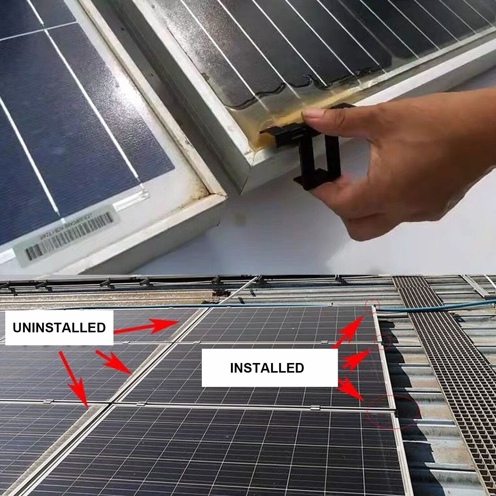 30-45mm Photovoltaic Panel Water Guide Mud Clamp Solar Water Drain Remove Clip