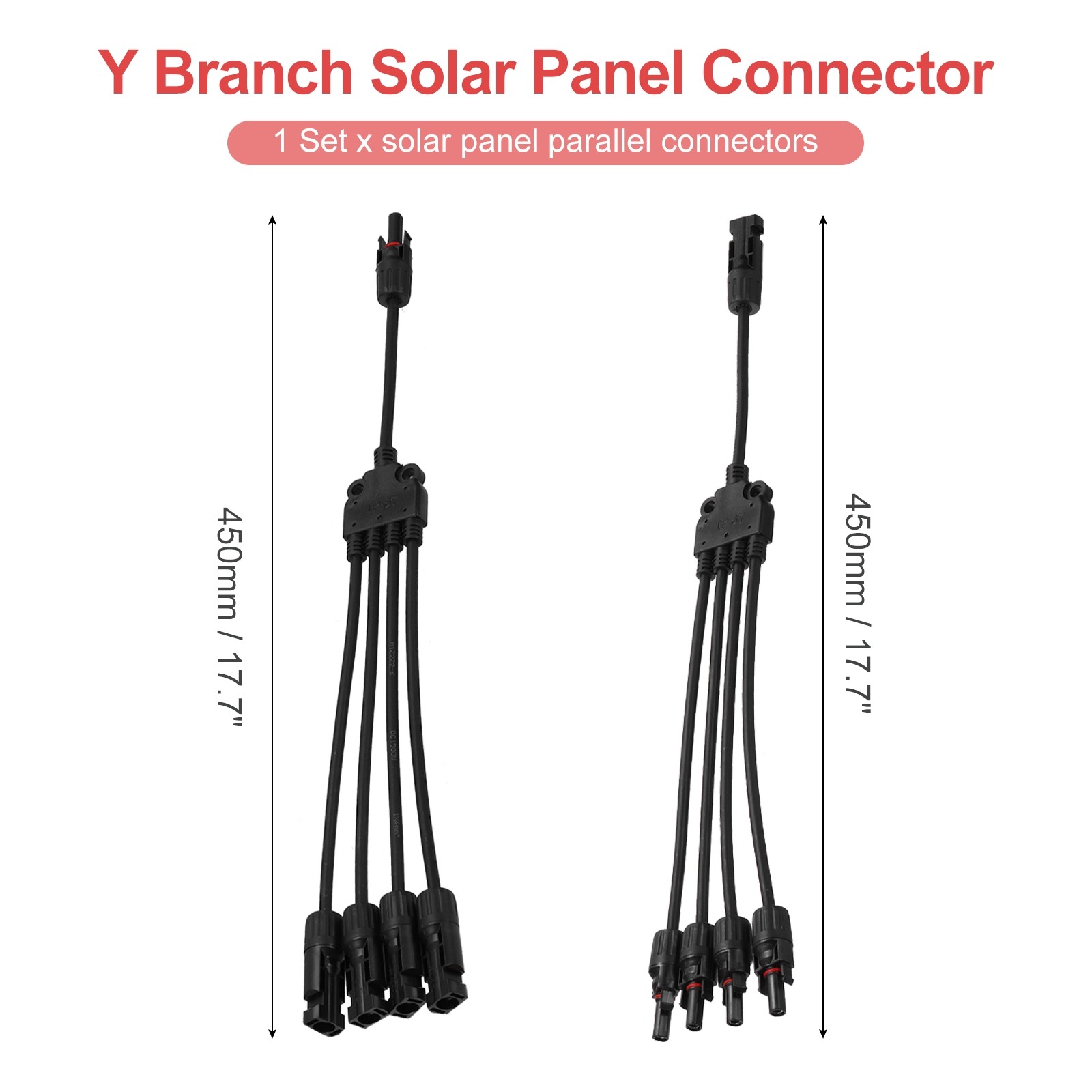 Solar Panel Connector Y Branch 4 to 1 Parallel Solar Panel Splitter 4 Way 1Set