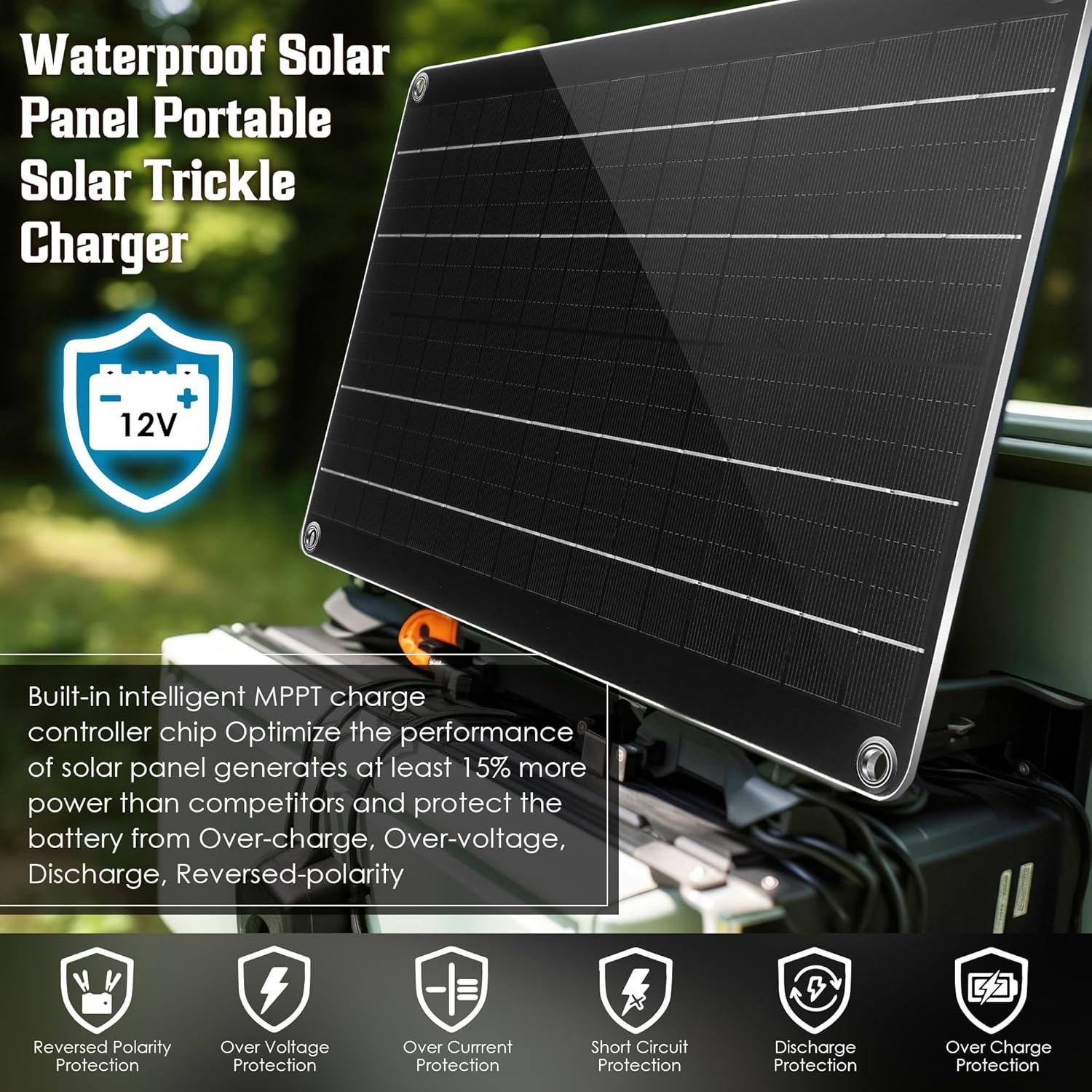 Car RV Boat 12V Battery Maintainer / Trickle Solar Charger-No More Jump Starters