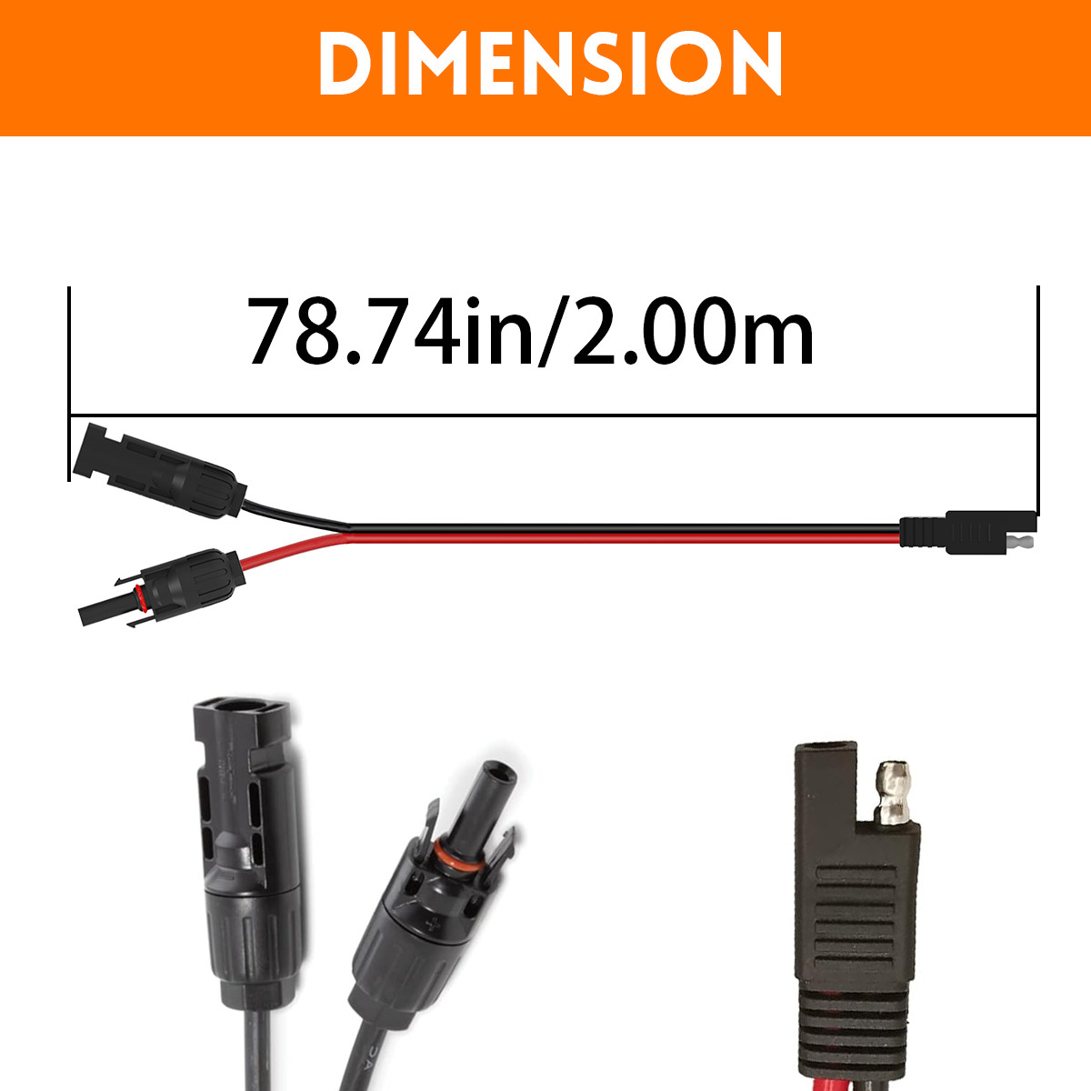 6FT SAE to Solar Panel Adapter 16 AWG RV Solar Panel Connector Cable