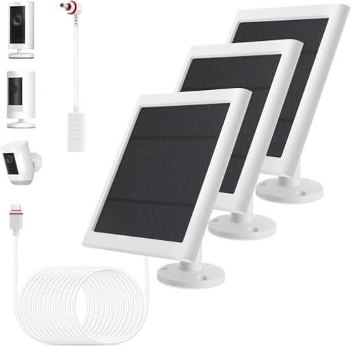 Solar Panel Outdoor for Ring Cameras () Spotlight Cam Plus/Pro Stick White 3P