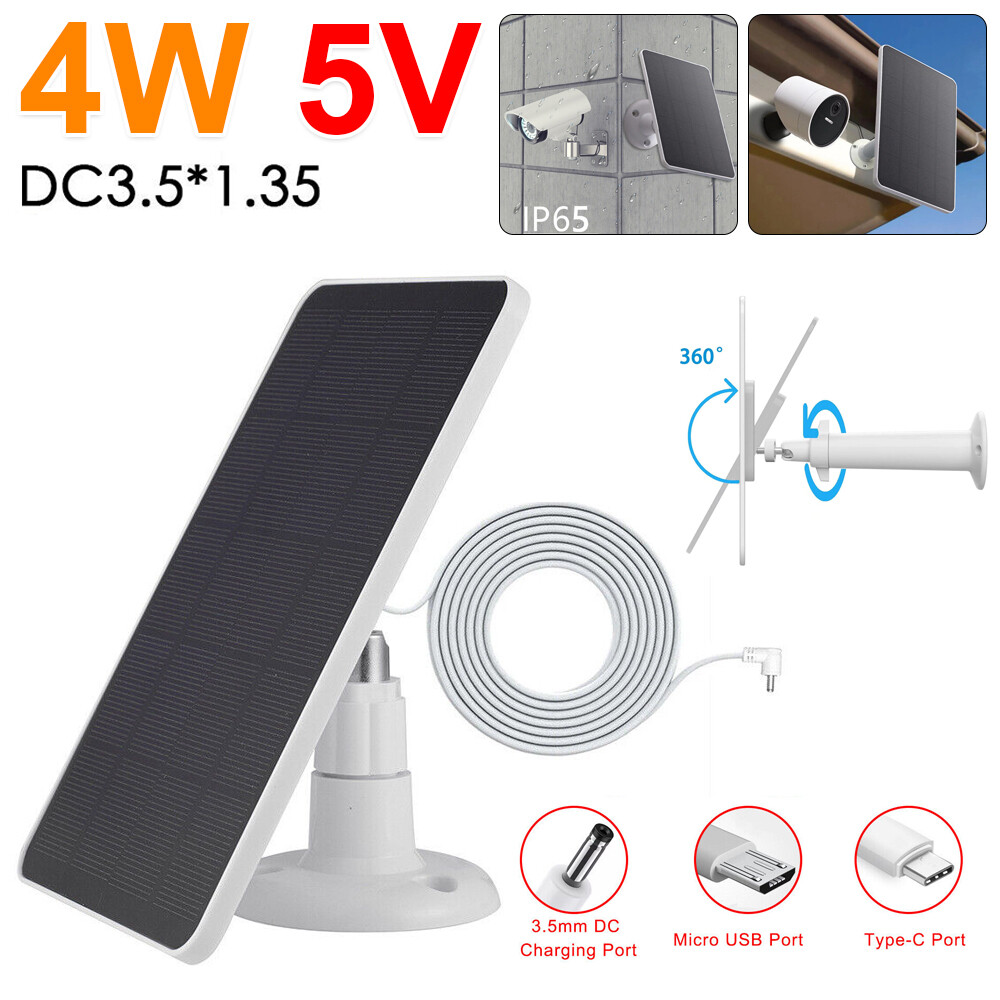 4W Universal Solar Panel Charger Kit For Ring Spotlight Stick Up Camera Doorbell
