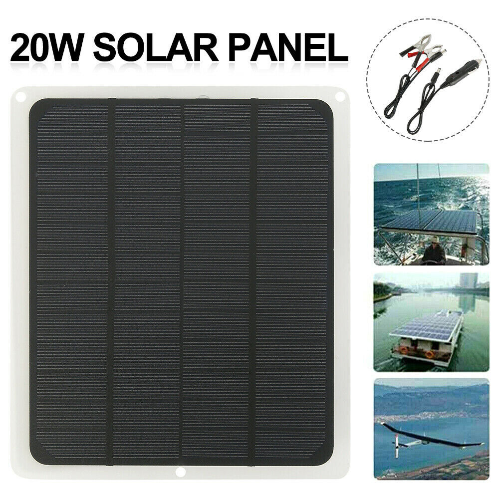 20W 12V Solar Panel Kit Trickle Charge Battery Charger Maintainer Marine RV Car