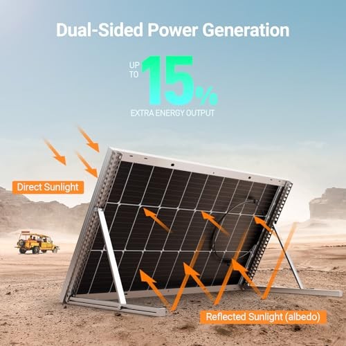 Bifacial 200 Watt 12V Solar Panel, 9BB Monocrystalline Solar Bifacial 2pcs
