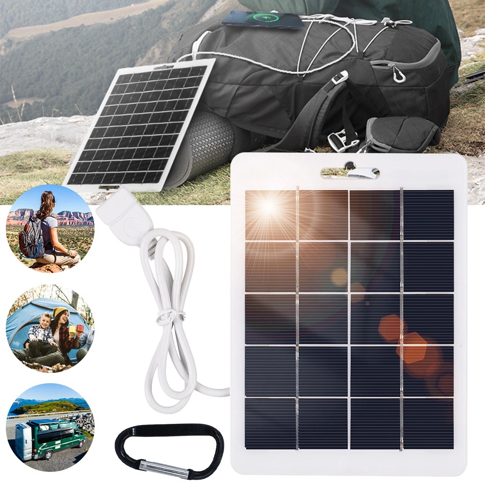 Portable 10W Solar Panel USB Charger Waterproof Phone Power Bank Camping Outdoor