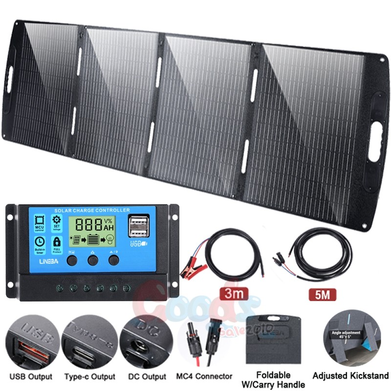 100W 200W Mono Solar Panel Folding 12V Battery Charger Home Boat RV Off Grid
