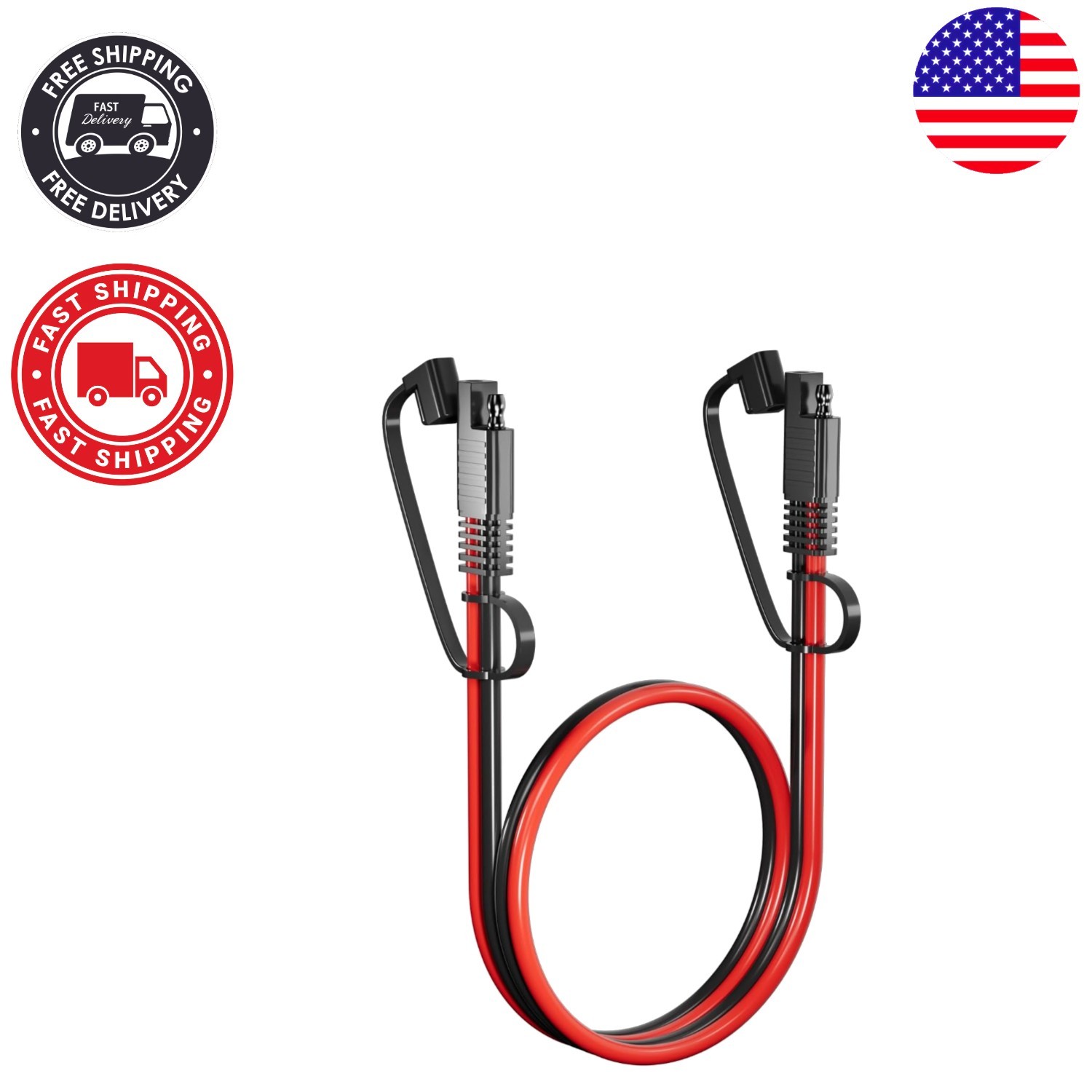 3.3FT SAE to SAE Heavy-Duty Cable with Dust Cap for All Vehicles and Equipment