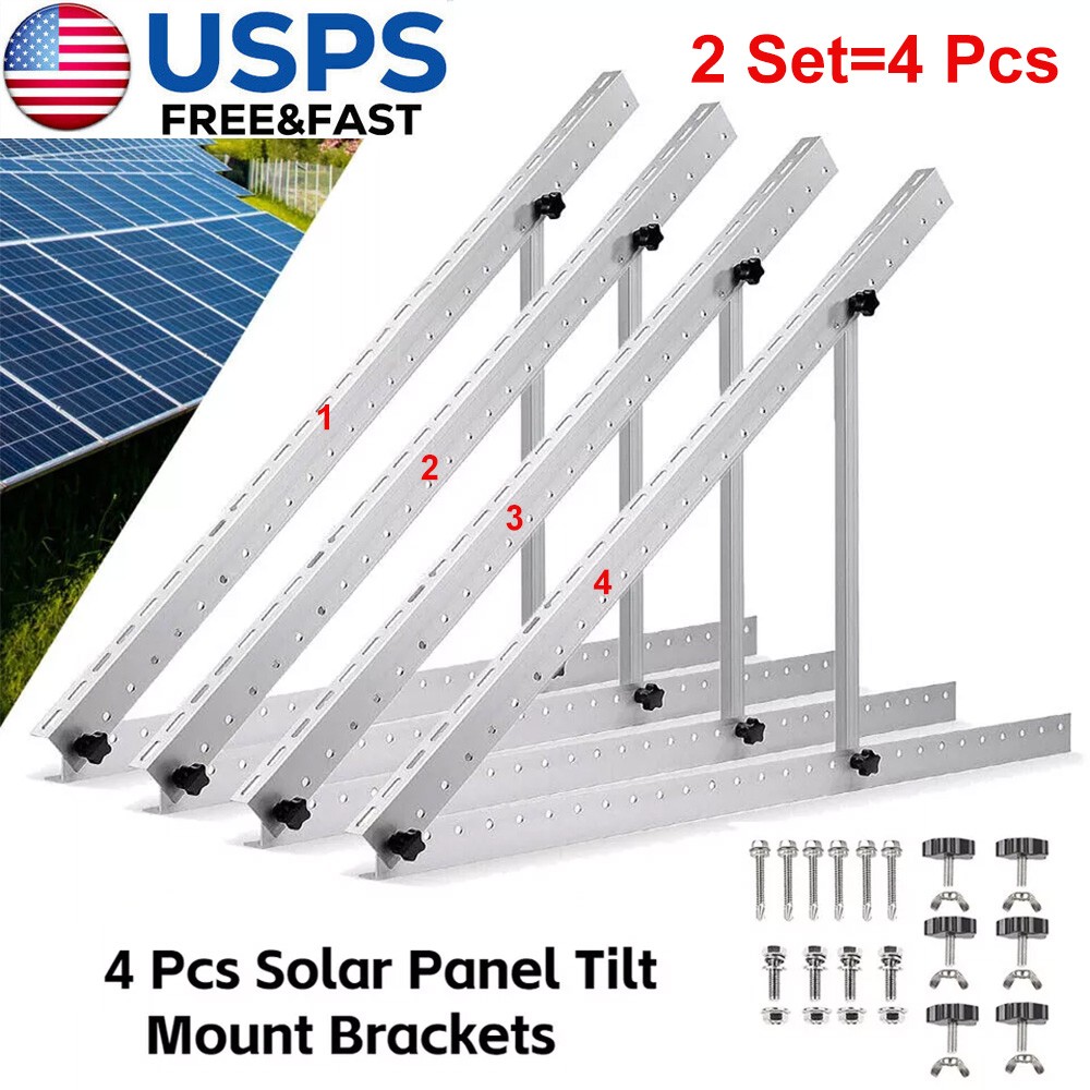 4 Pack 28in Adjustable Solar Panel Tilt Mount Brackets for Roof RV Boat Off-Grid