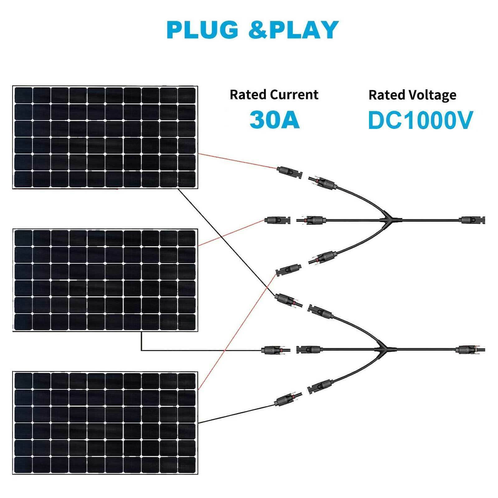 PFCTART Solar Panel Y Branch Cable Connection Waterproof Adapter Connector IP67