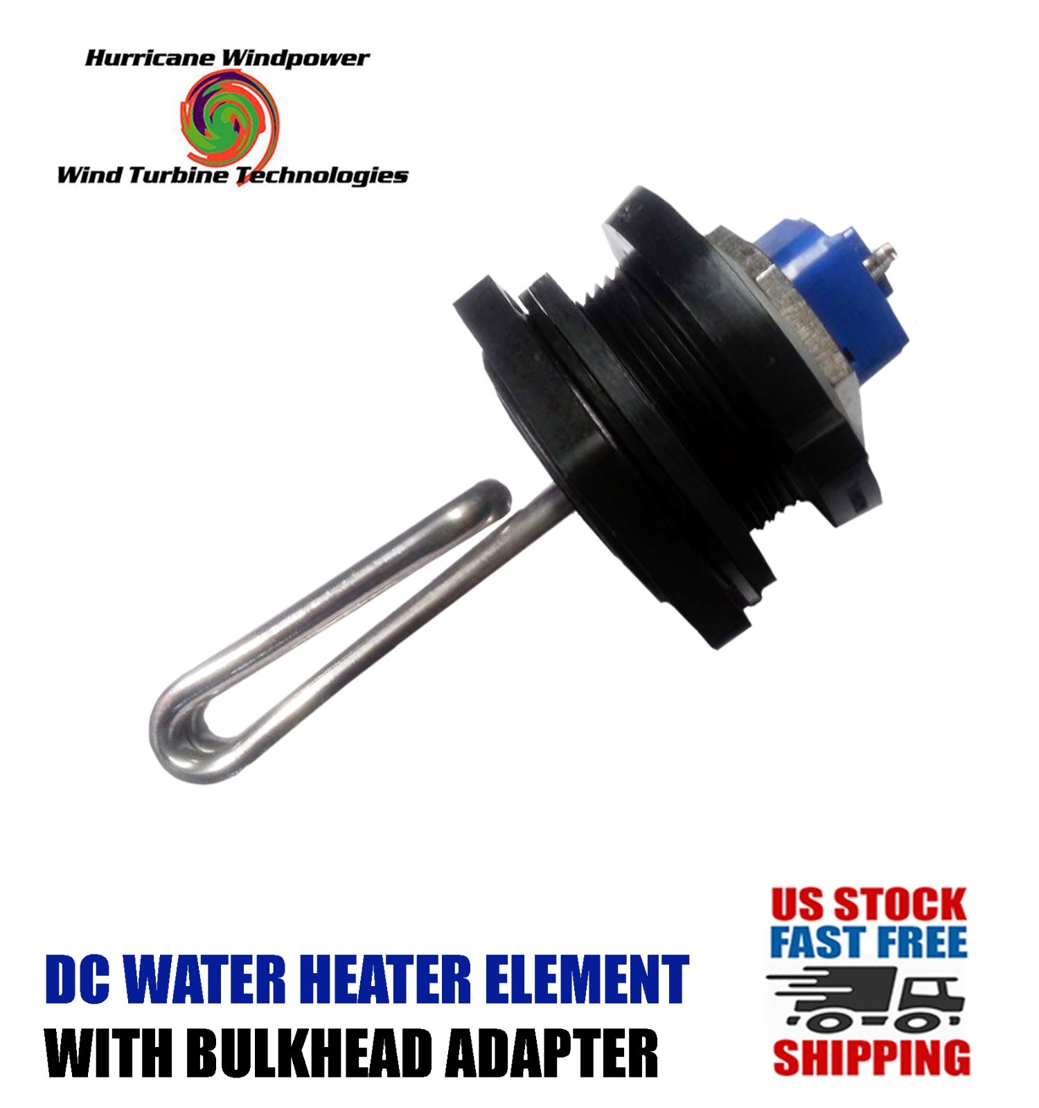DC Water Heater Element 12 Volt 60 Watt w/Bulkhead Adapter Solar Water Heating