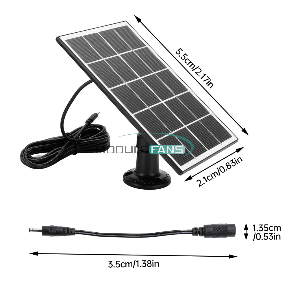 8W 5V Microcrystal Solar Panel with Mounting Brackets Security Camera Water Pump